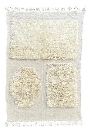 Handmade Moroccan Beni Ouarain Textured Rug, 2010s