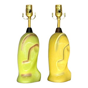Vintage Mid 20th Century Heifetz Glazed Ceramic Lamps - A Pair