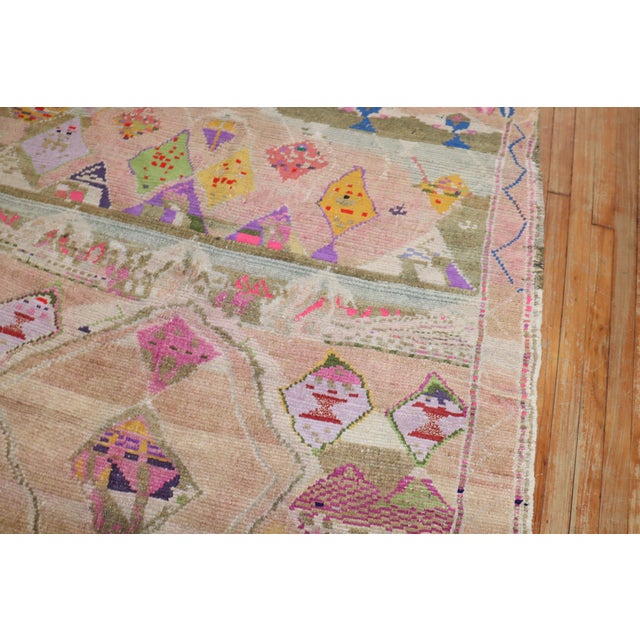 Pink Vintage Zabihi Rug Collection Turkish Rug - 5'5" x 7'2" For Sale - Image 8 of 9
