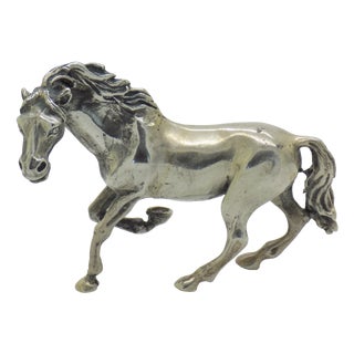 Vintage Italian Large Galloping Horse Figurine in Silver, Arezzo, 1970s For Sale