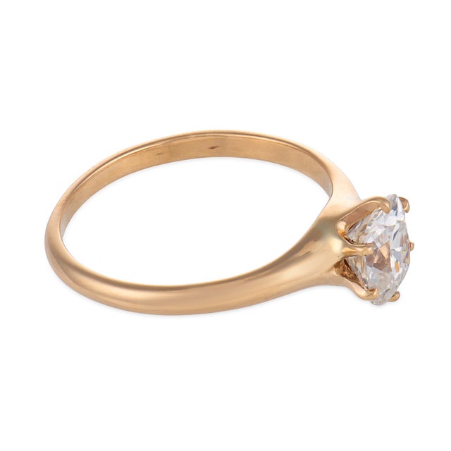 1900-1909 Victorian Gia 0.91 Carat Diamond 14k Yellow Gold Solitaire Engagement Ring, Size 5.75 For Sale - Image 4 of 6