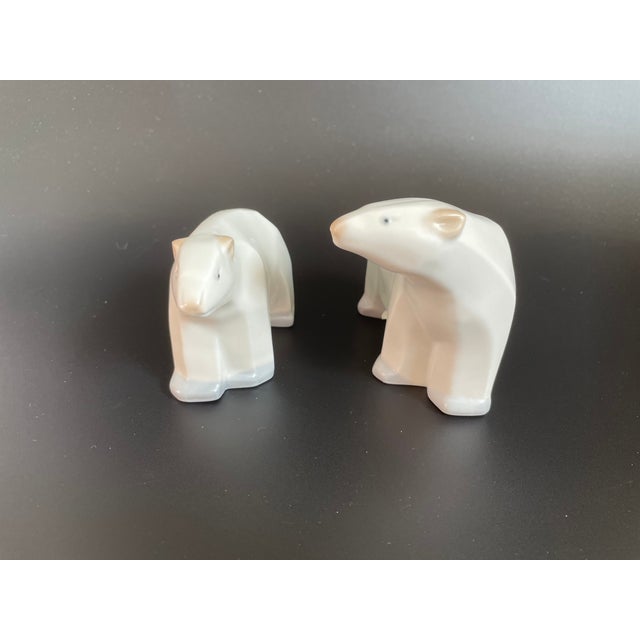 Mid Century Modern Porcelain Polar Bear Mom & Cub Figurines - A Pair For Sale - Image 4 of 11