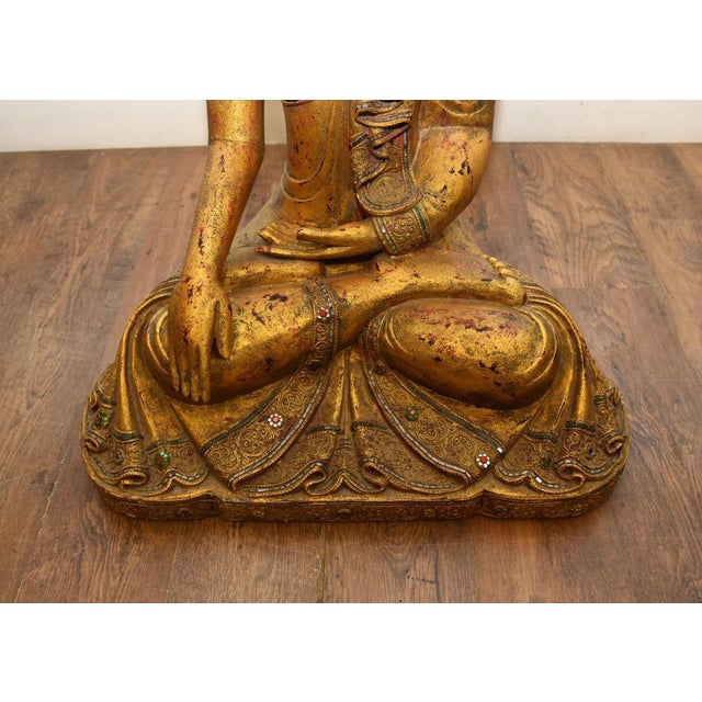 Burmese Artist, Buddhist Statue of Lotus Buddha, Gilt Sculpture For Sale - Image 3 of 11