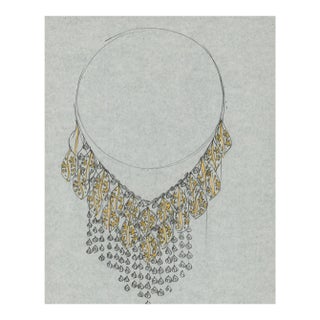 1970s Original Hand Drawn & Colored Jewelry Print - Unknown Artist For Sale