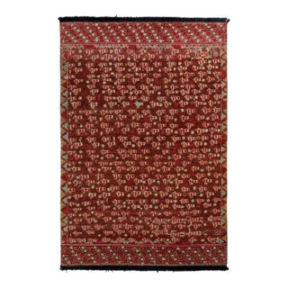 Hand-Knotted Ersari Style Rug in Red and Brown Tribal Pattern by Rug & Kilim For Sale