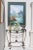 20th century Italian/Venetian blown glass candelabra. A glass bouquet of white opaque flowers and lime green transparent...