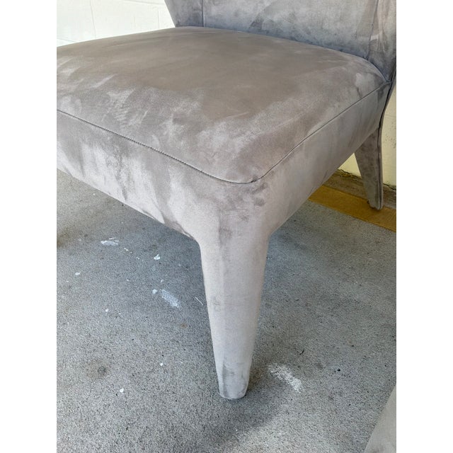 2020s Baker Modern Gray Suede Lapel Lounge Chairs Set of 2 For Sale - Image 5 of 5