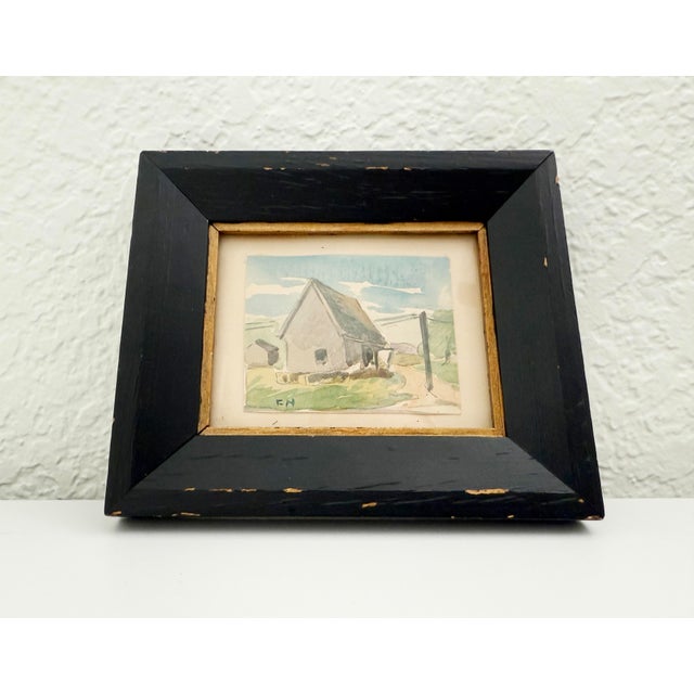 Mid 20th Century Original Miniature Framed Painting of Rural Scene For Sale - Image 5 of 7