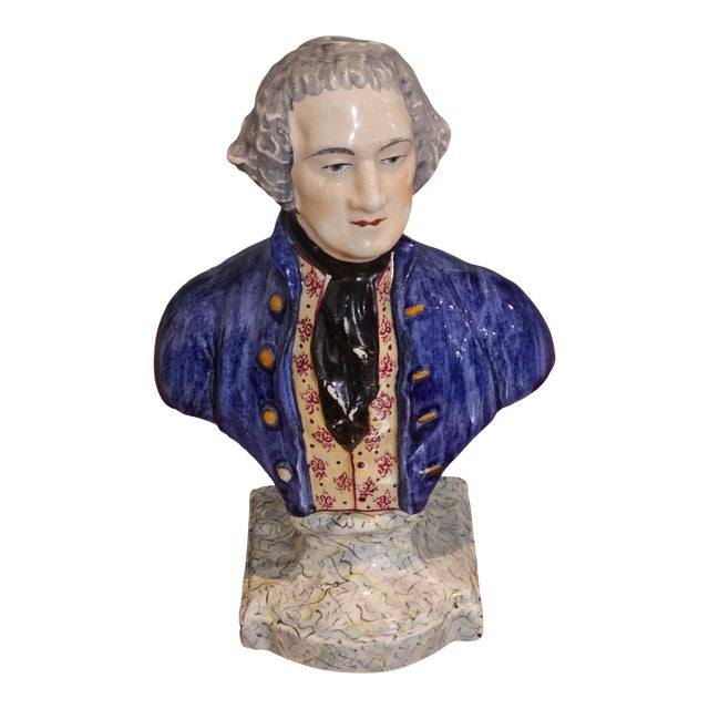 Early 20th Century George Washington Staffordshire Bust After Houdon Made in England Usa 250 For Sale