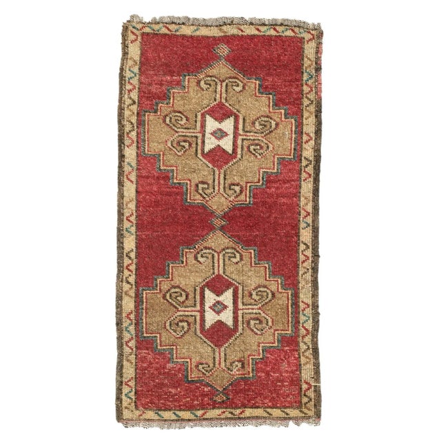 Vintage Turkish Mini Rug For Sale - Image 4 of 4
