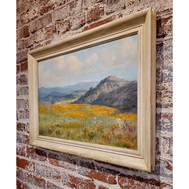 Wood Charles Abel Corwin -1910s Springtime California Poppy Field-Oil Painting For Sale - Image 7 of 7