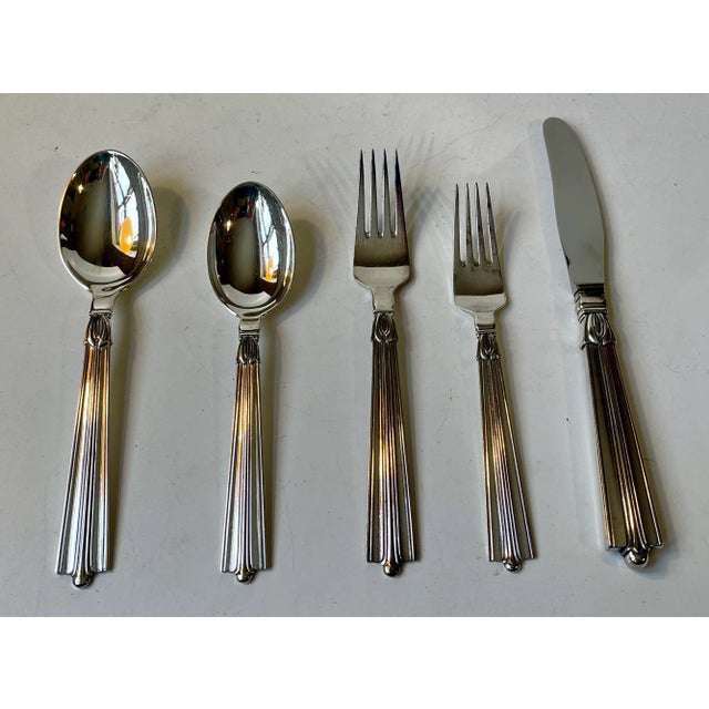 Silver Art Deco Danish Cutlery Set by Borgstrøms Sølvvarefabrik, 1940s, Set of 65 For Sale - Image 8 of 13