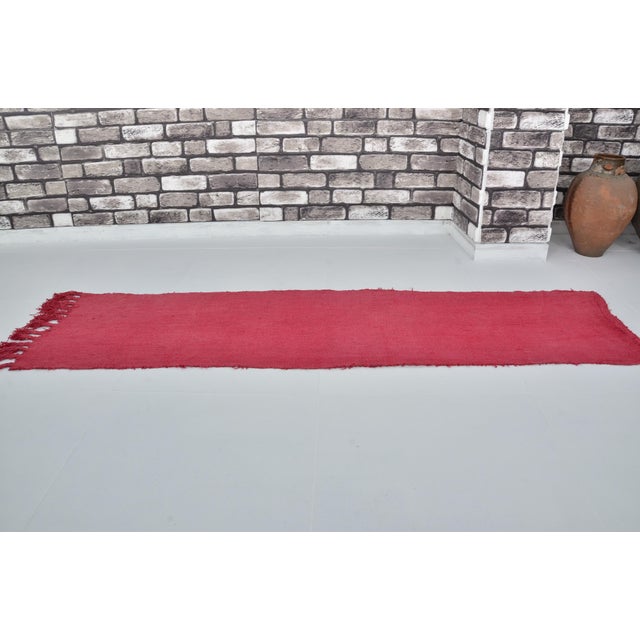 Turkish Orange Vintage Hemp Runner Rug For Sale - Image 3 of 10