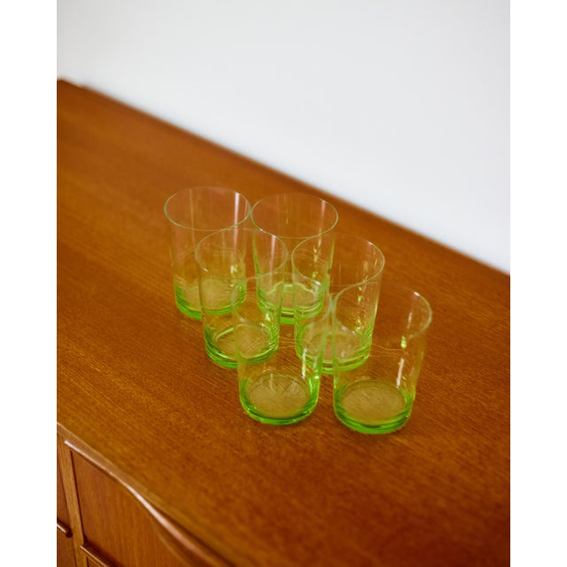 Vintage Green Glass Glasses, 1970s, Set of 6, in Flawless conditions. Designed 1970 to 1979