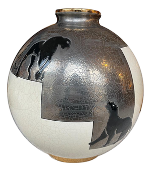 Spherical Vase with Gold Leaf and Platinum Plating in 18 Carats, France