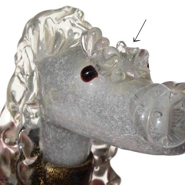 Gray Vintage Murano Barbini Label Gray Black Gold Flecks Italian Art Glass Poodle Puppy Dog Figure Sculpture For Sale - Image 8 of 8