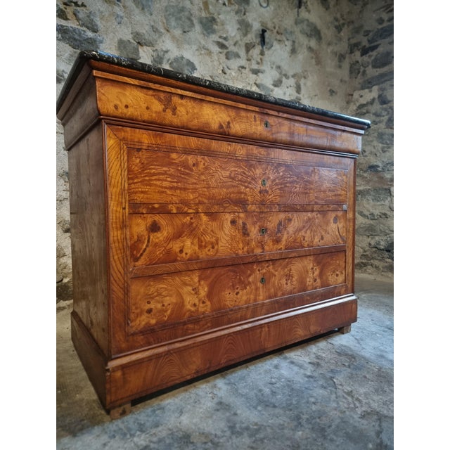 Antique French Elm Commode with Marble Top, 19th Century For Sale - Image 15 of 18