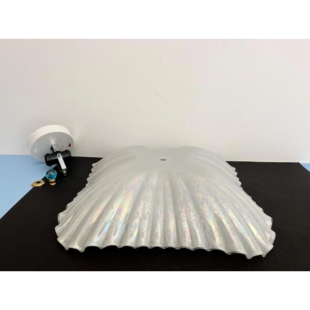 Opalescent Fluted Glass Shell Flush Light For Sale - Image 18 of 18