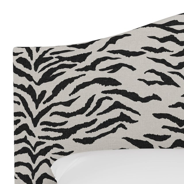 Not Yet Made - Made To Order Kenmore Headboard in Cream Black Linen Zebra, Full For Sale - Image 5 of 6