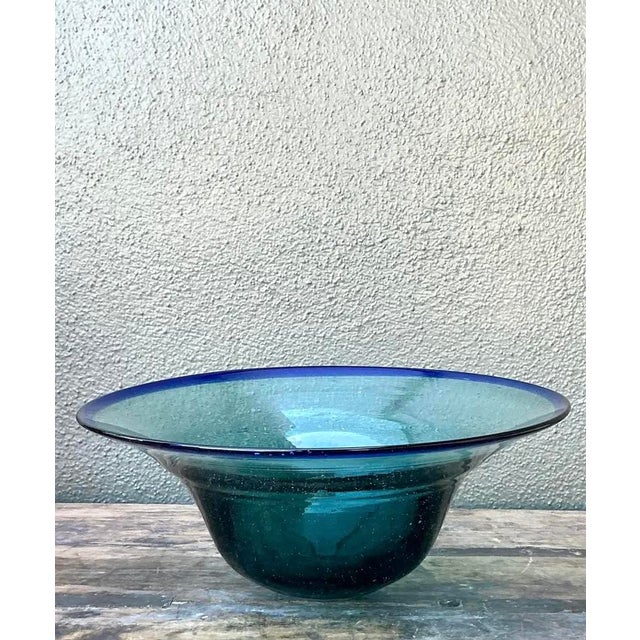 Vintage Boho Blown Glass Bowl For Sale - Image 4 of 12