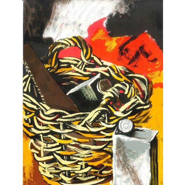 Hommage à Guttuso - Natura Morta: Cesto e Sega (Still Life: asked and Saw) is an original print by the Sicilian artist...