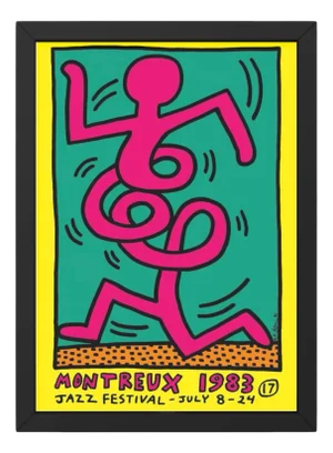 Montreux Jazz Festival Poster in Yellow by Keith Haring, 1983