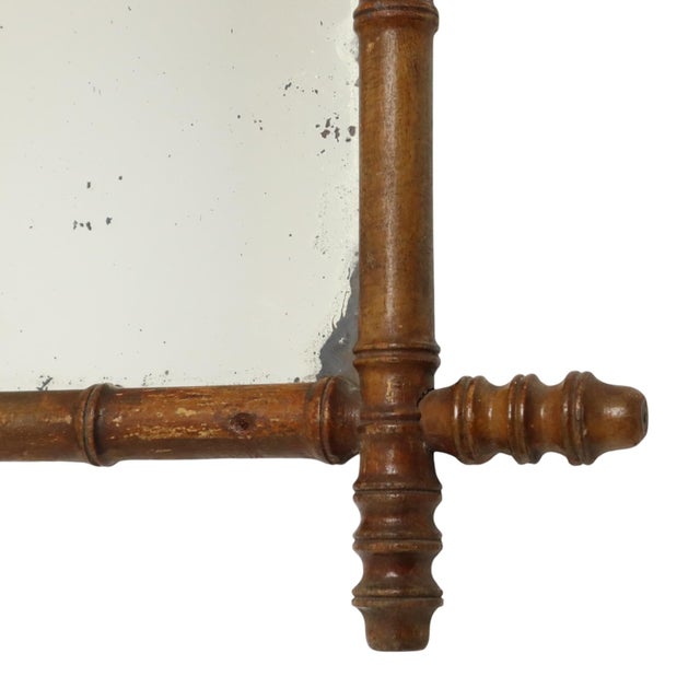 Antique Chinoiserie Faux Bamboo Mirror in Wood For Sale - Image 14 of 15