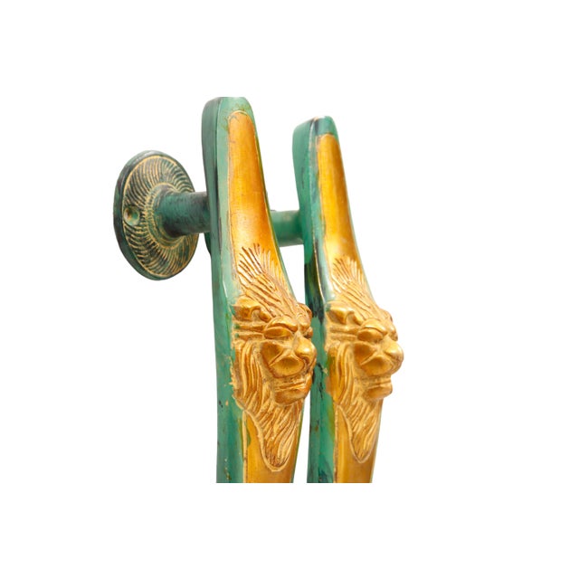 Hollywood Regency Brass Lion's Head Door Handles - a Pair For Sale - Image 3 of 5