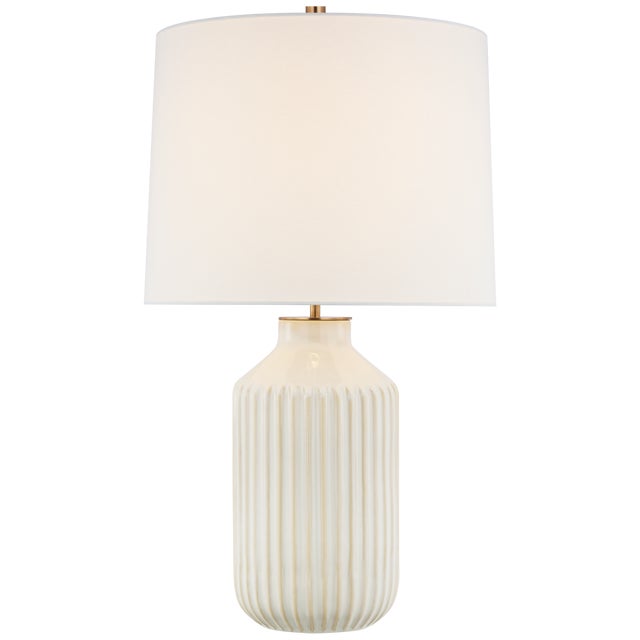 Braylen Medium Ribbed Table Lamp in Ivory with Linen Shade Designer: kate spade new york Height: 29" Shade Detail: 16" x...