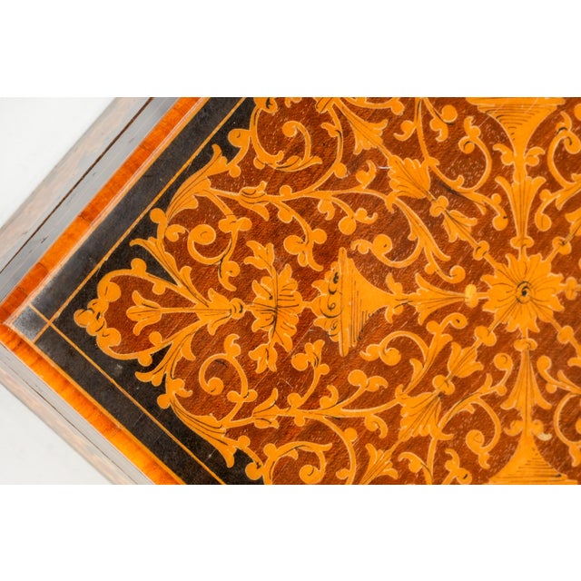Intricate Patterned Large Antique Victorian Grand Tour Sorrento Ware Inlaid Wood Trinket Jewelry Box For Sale In New York - Image 6 of 15