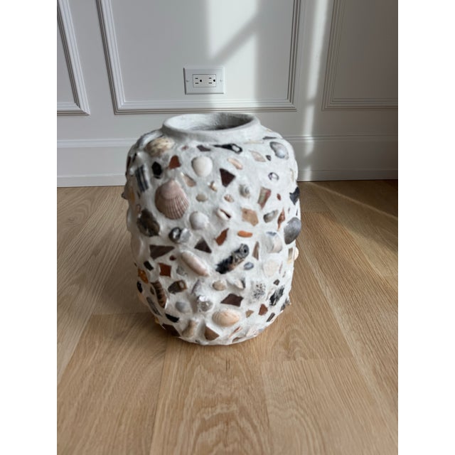 White Rare Large 12" "Sea Ephemera" Shell Mosaic Vessel/Memory Jar by Memor (Maxine Midtbo) For Sale - Image 8 of 10