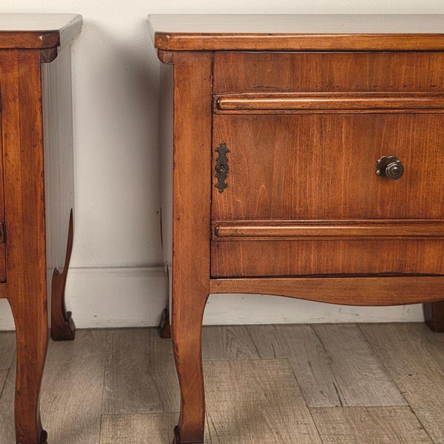 Wood Pair of Italian Cherry Nightstands For Sale - Image 7 of 11