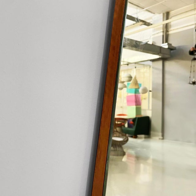 Mid-Century Modern Italian Geometric Wall Mirror in Brass and Wood, 1950s For Sale - Image 3 of 13