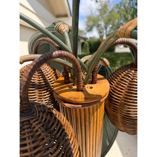 Vintage Pencil Reed Rattan Palm Tree Floor Lamp For Sale In San Diego - Image 6 of 8