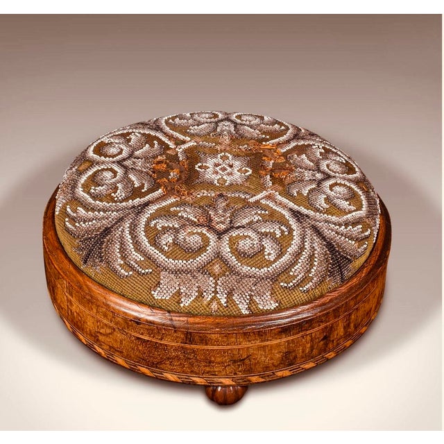 Pair of English Walnut Beaded Footstools,c1840 For Sale - Image 9 of 18