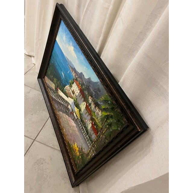 Mid 20th Century Signed Original Oil Painting 29.5"x41" Mediterranean Coast For Sale - Image 9 of 9