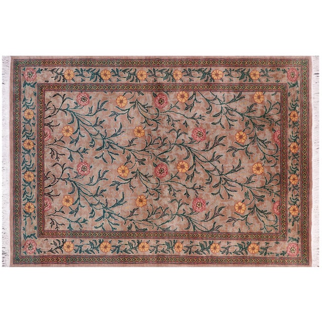 Brown Shabby Chic Jasmain Pak-Persian Brown/Brown Wool Rug - 4'0'' X 6'3'' For Sale - Image 8 of 9