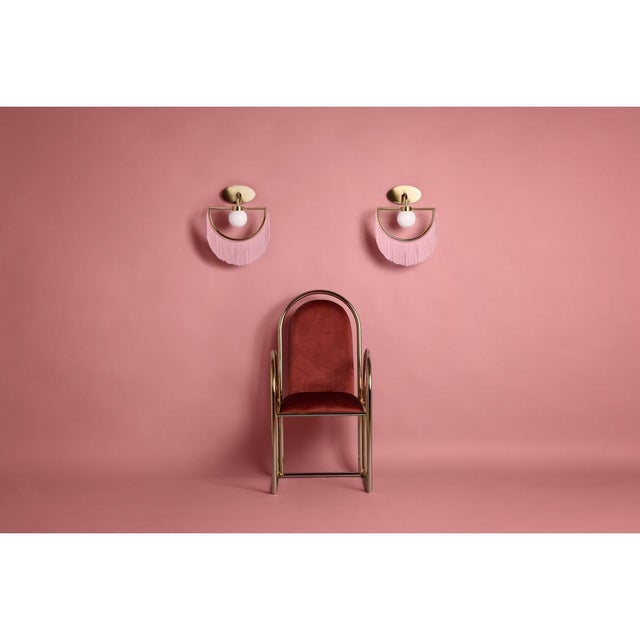 Wink Gold-Plated Wall Lamp With Pink Fringes For Sale - Image 4 of 9