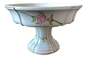 Vintage Italian Pottery Floral Compote