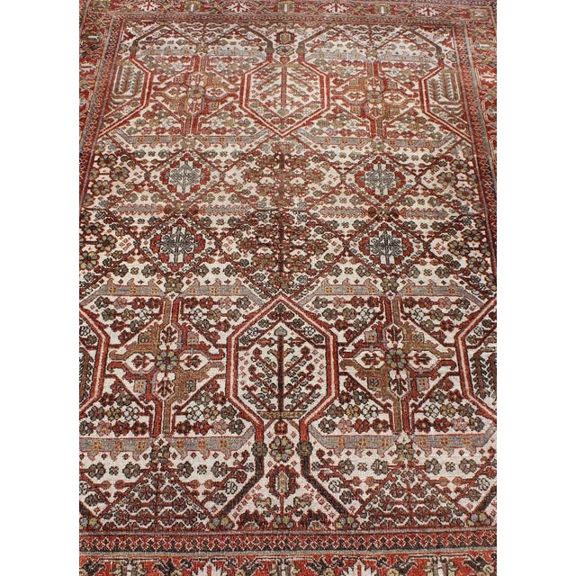 Antique Persian Joshegan Rug in Ivory Background With Red, Green and Blue 3′7″ × 5′2″ For Sale - Image 4 of 10
