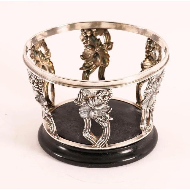 Hollywood Regency Antique Silver-Plated Wine Bottle Coasters, 1890s, Set of 2 For Sale - Image 3 of 12