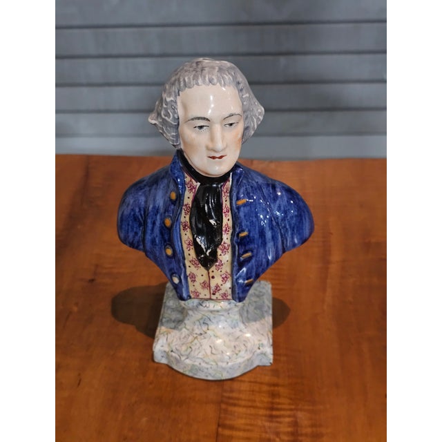 Store Item: GEORGE WASHINGTON STAFFORDSHIRE BUST AFTER HOUDON MADE IN ENGLAND USA 250 Description: Early 20th century...