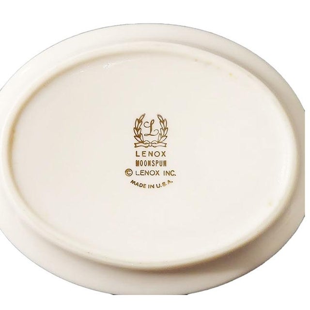 Mid-Century Modern Vintage Lenox Moonspun Ivory Porcelain Creamer & Lidded Sugar Bowl Set Platinum For Sale - Image 3 of 3