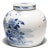 Loosely brushed with cobalt blue pigments, this round, blue-and-white storage jar is underglazed with lush garden scenery...
