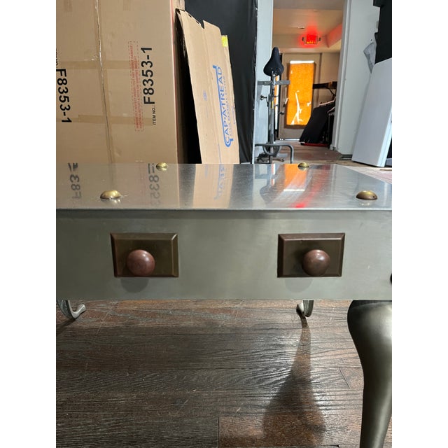 Mid-Century Modern Mid-Century Modern Stainless With Brass Footman Cocktail Coffee Table For Sale - Image 3 of 12