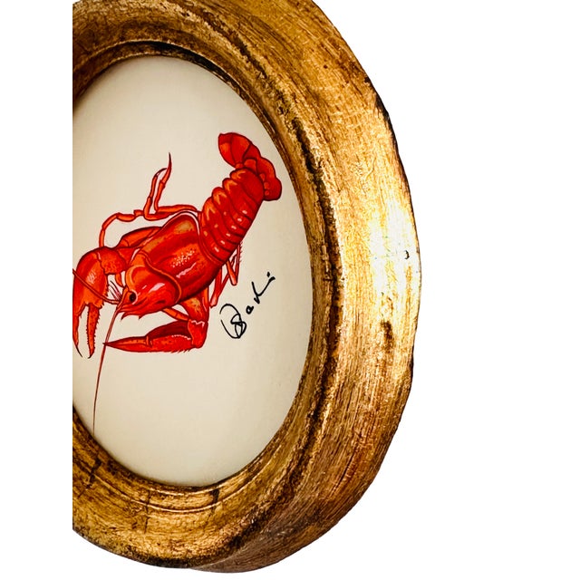 Original Hand-Painted Lobster Paintings, Framed For Sale - Image 4 of 4