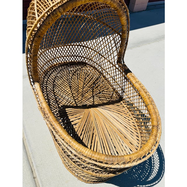 Vintage Domed Wicker Baby Bassinet For Sale - Image 9 of 11