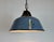 Blue Industrial Grey Enamel and Cast Iron Pendant Light, 1960s For Sale - Image 8 of 18