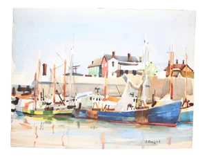 1980s David Bareford Watercolor Painting
