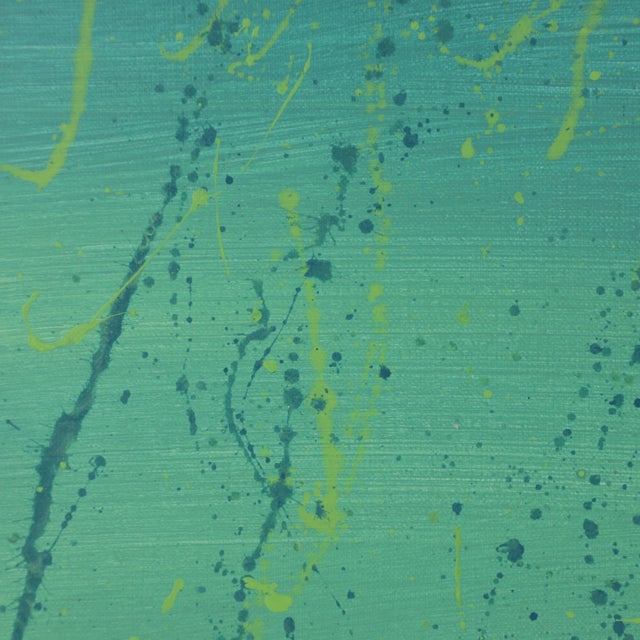 "Emerald Tide" Contemporary Abstract Splatter Painting For Sale In New York - Image 6 of 9